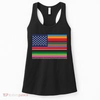 American Serape Blanket Striped Flag For Hispanic Chicano Women's Tank Top thumb 0