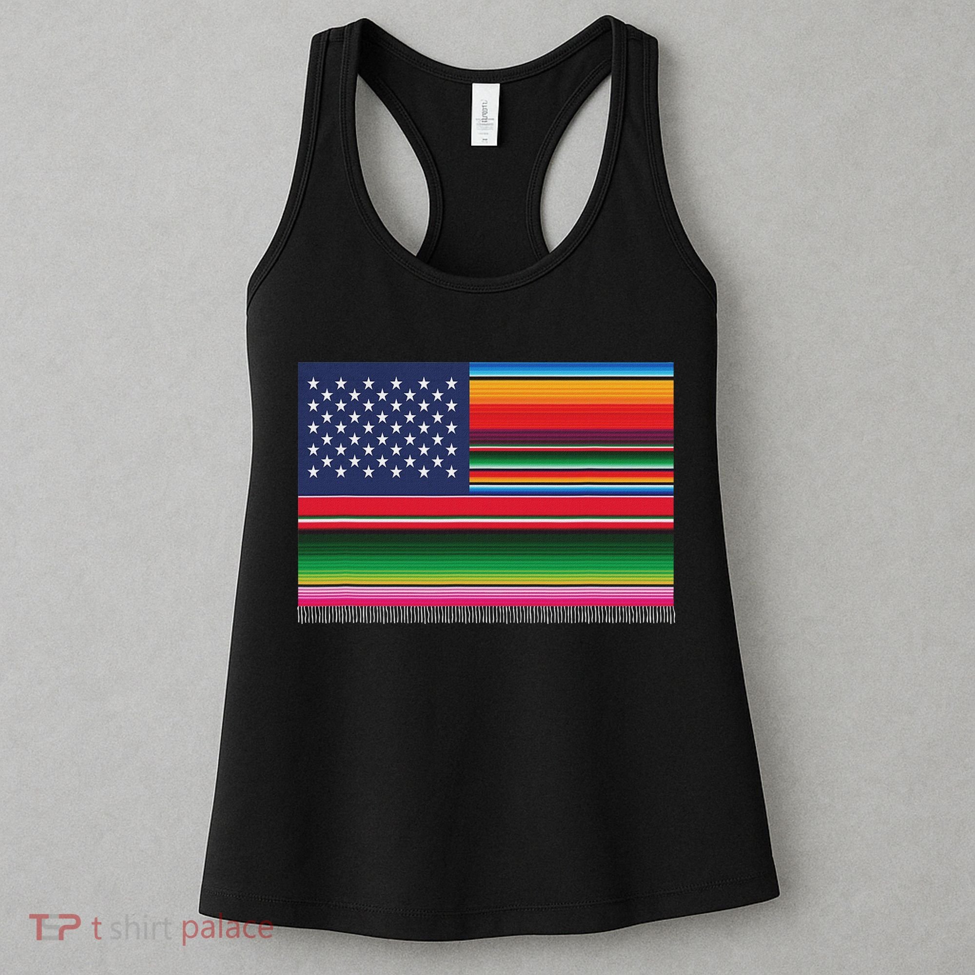 American Serape Blanket Striped Flag For Hispanic Chicano Women's Tank Top