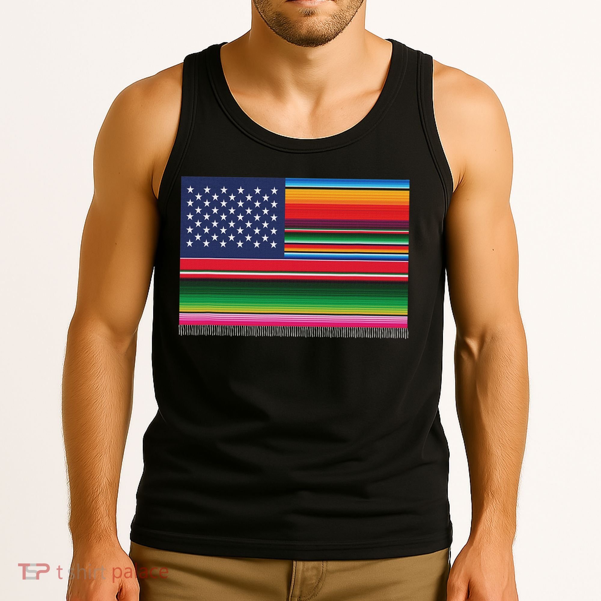 American Serape Blanket Striped Flag For Hispanic Chicano Tank Top