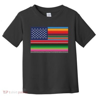 American Serape Blanket Striped Flag For Hispanic Chicano Toddler T-Shirt