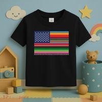 American Serape Blanket Striped Flag For Hispanic Chicano Toddler T-Shirt thumb 3
