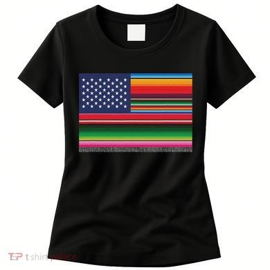 American Serape Blanket Striped Flag For Hispanic Chicano Women's T-Shirt