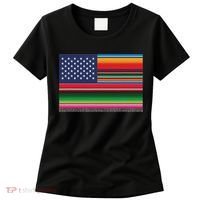 American Serape Blanket Striped Flag For Hispanic Chicano Women's T-Shirt thumb 0