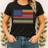 American Serape Blanket Striped Flag For Hispanic Chicano Women's T-Shirt thumb 2