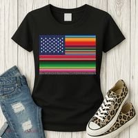 American Serape Blanket Striped Flag For Hispanic Chicano Women's T-Shirt thumb 3