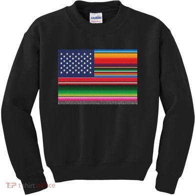 American Serape Blanket Striped Flag For Hispanic Chicano Kids Sweatshirt