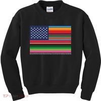 American Serape Blanket Striped Flag For Hispanic Chicano Kids Sweatshirt thumb 0