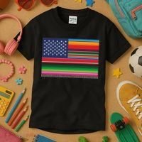 American Serape Blanket Striped Flag For Hispanic Chicano Kids T-Shirt thumb 3