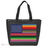 American Serape Blanket Striped Flag For Hispanic Chicano Tote Bag thumb 0