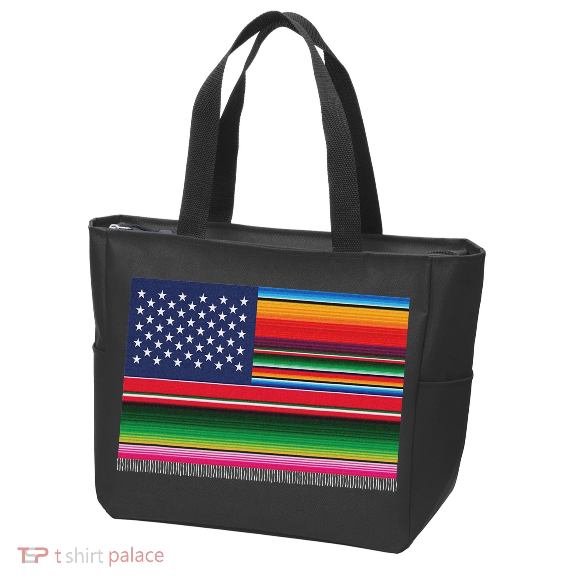 American Serape Blanket Striped Flag For Hispanic Chicano Tote Bag