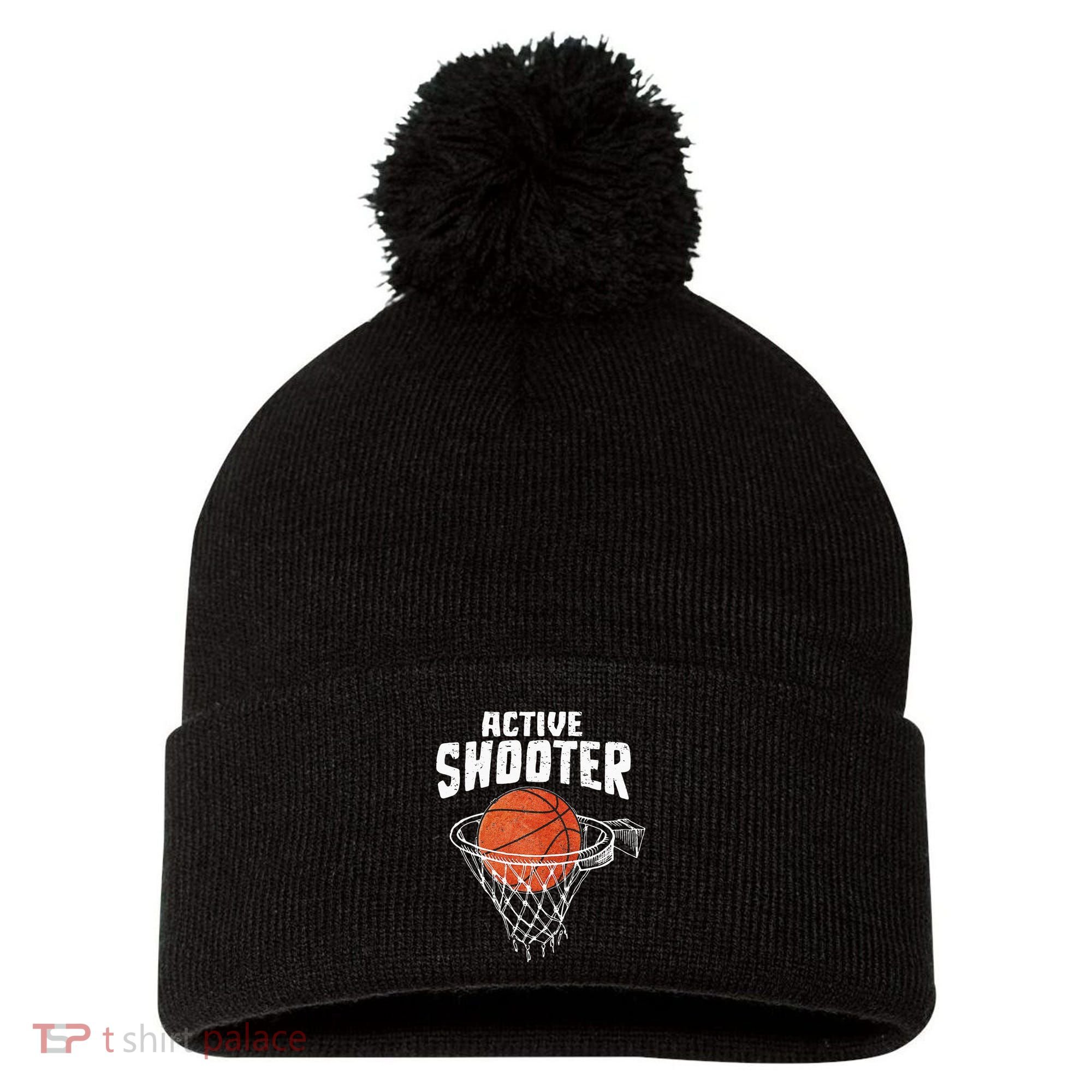 Active Shooter Basketball Lovers Men Women Basketball Player Pom Pom 12in Knit Beanie