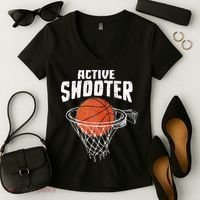 Active Shooter Basketball Lovers Men Women Basketball Player Women's V-Neck T-Shirt thumb 2