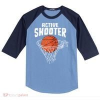 Active Shooter Basketball Lovers Men Women Basketball Player Raglan Baseball Sleeve Shirt thumb 0