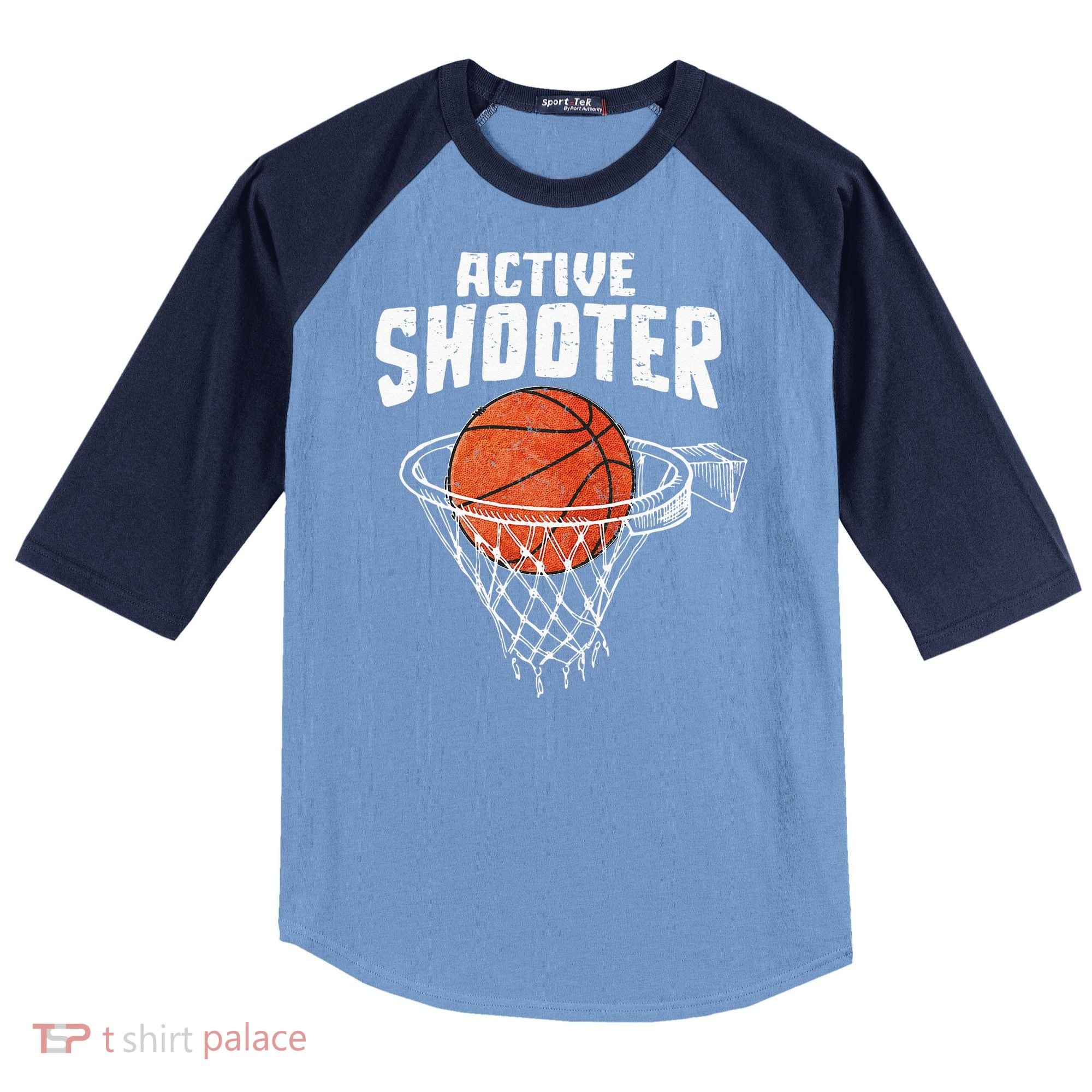 Active Shooter Basketball Lovers Men Women Basketball Player Raglan Baseball Sleeve Shirt