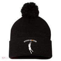 Active Shooter Basketball Lovers funny player Pom Pom 12in Knit Beanie thumb 0