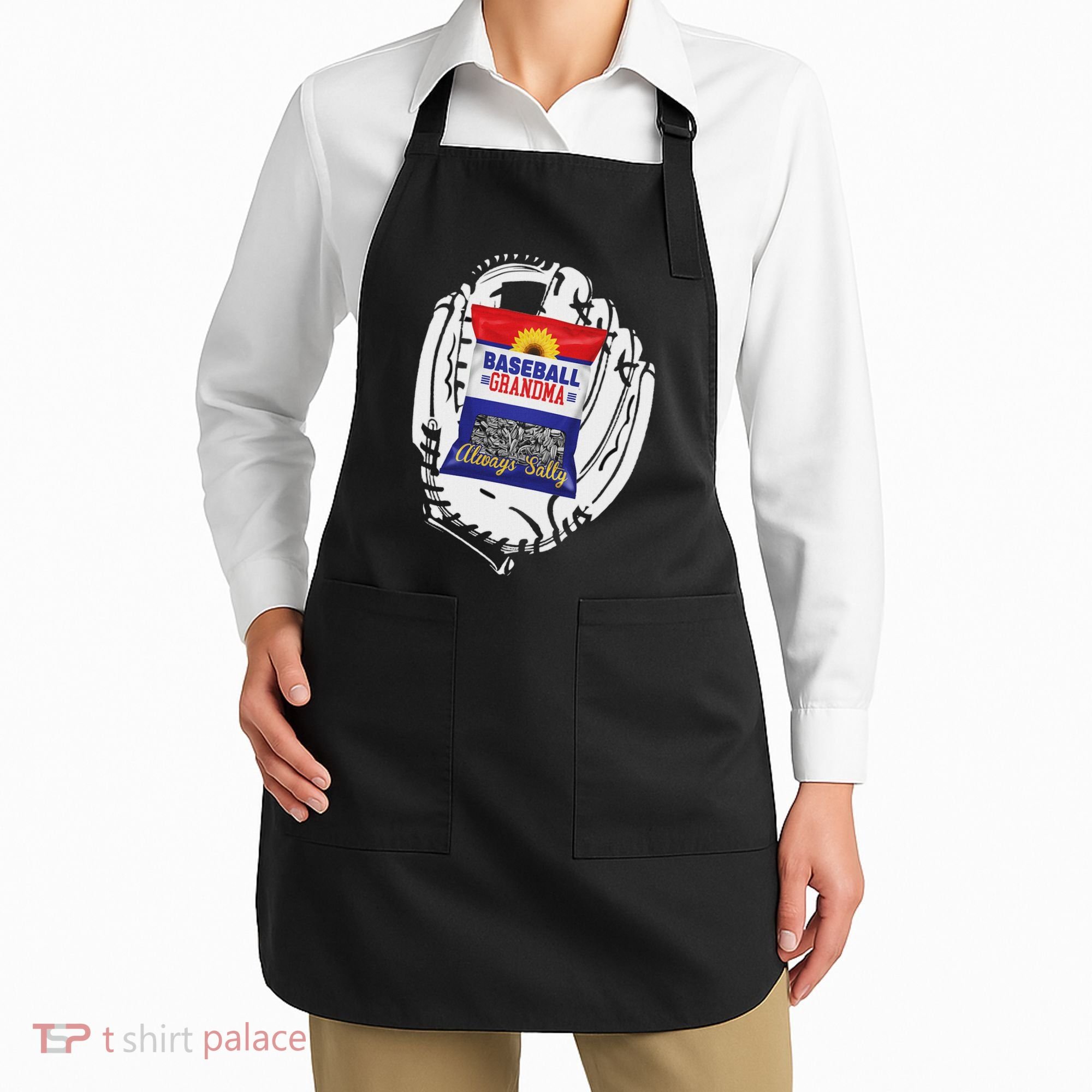 Always Salty Baseball Grandma With Sunflower Seeds Apron