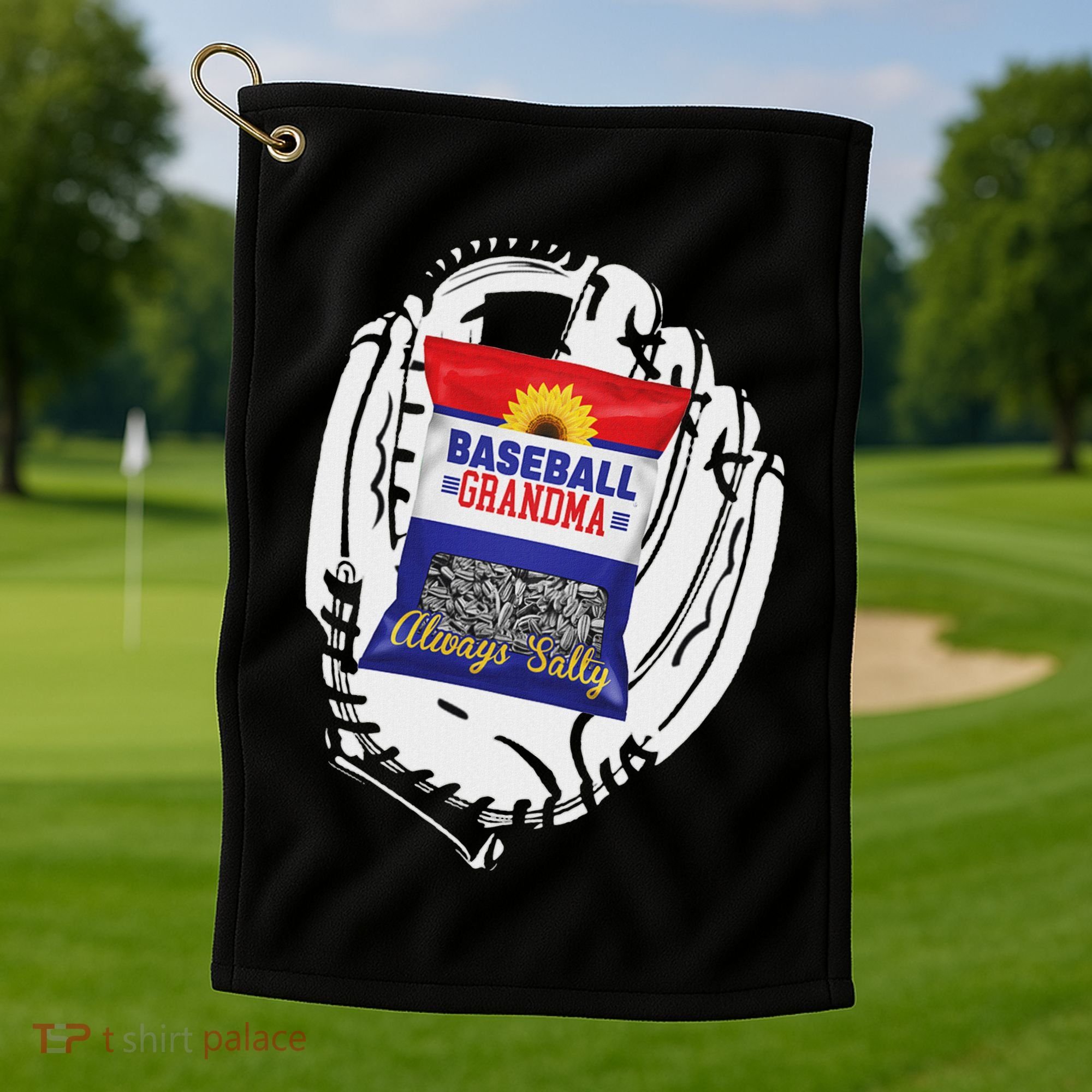 Always Salty Baseball Grandma With Sunflower Seeds Golf Towel