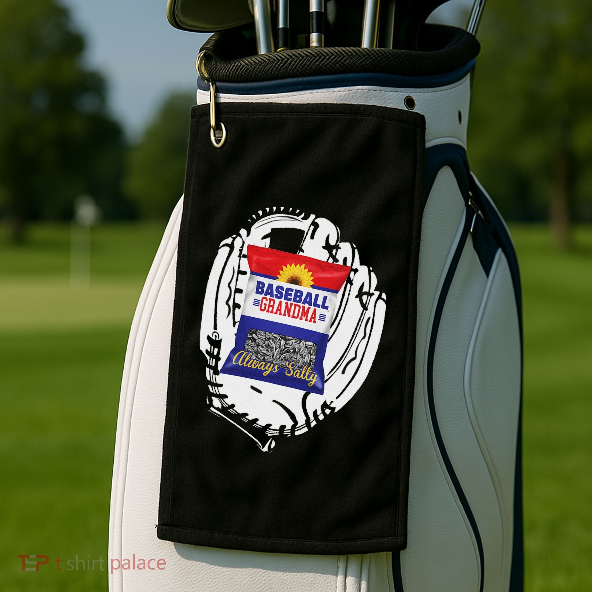 Always Salty Baseball Grandma With Sunflower Seeds Golf Towel
