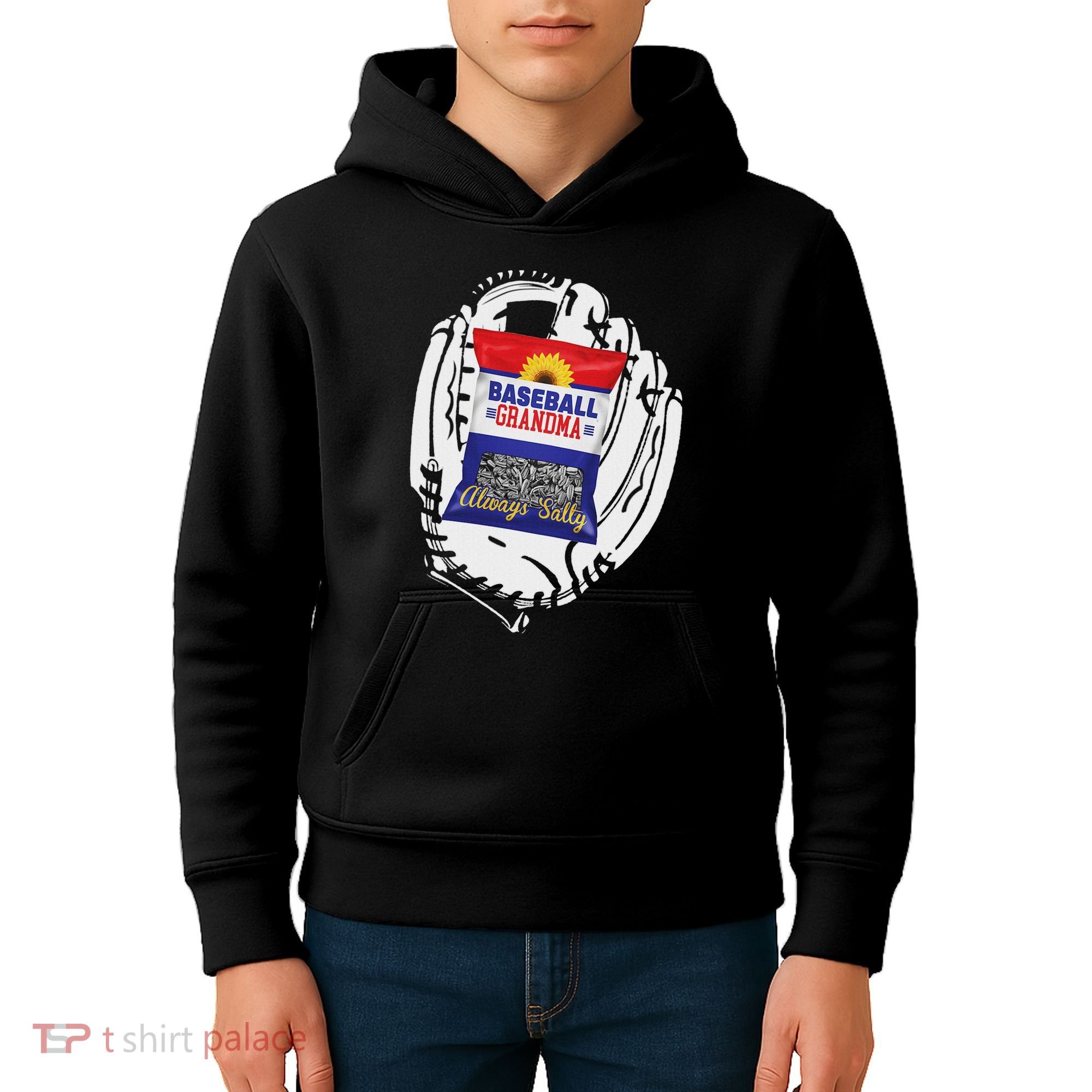 Always Salty Baseball Grandma With Sunflower Seeds Kids Hoodie