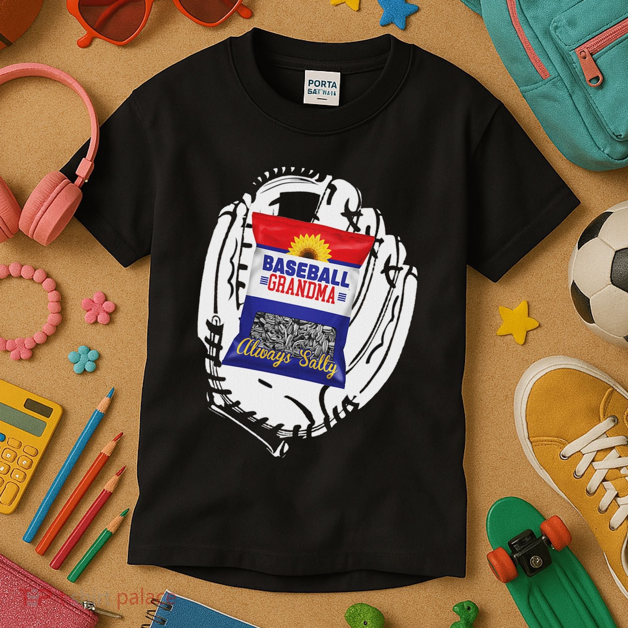 Always Salty Baseball Grandma With Sunflower Seeds Kids T-Shirt