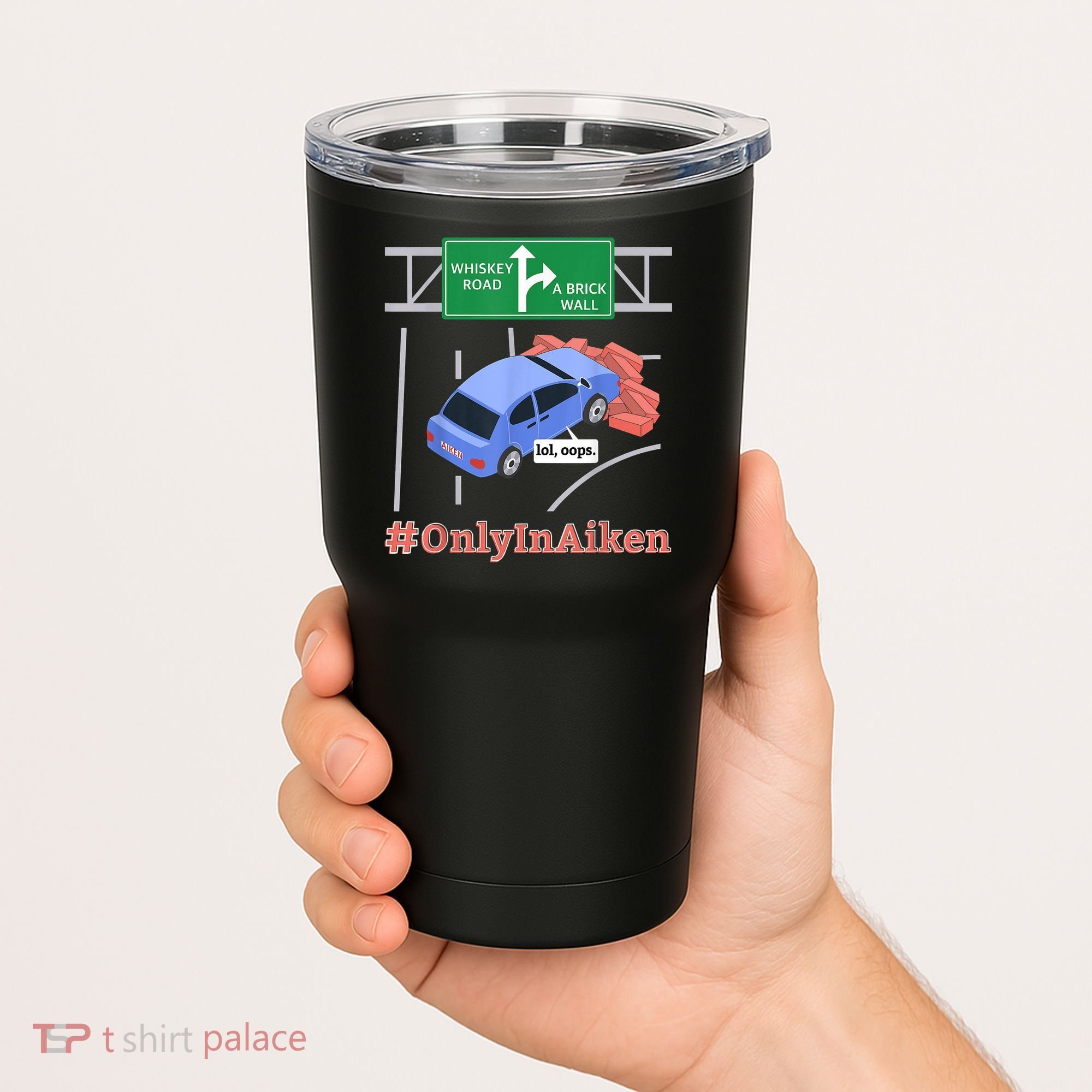 Aiken, SC, Brick Wall Meme Tumbler