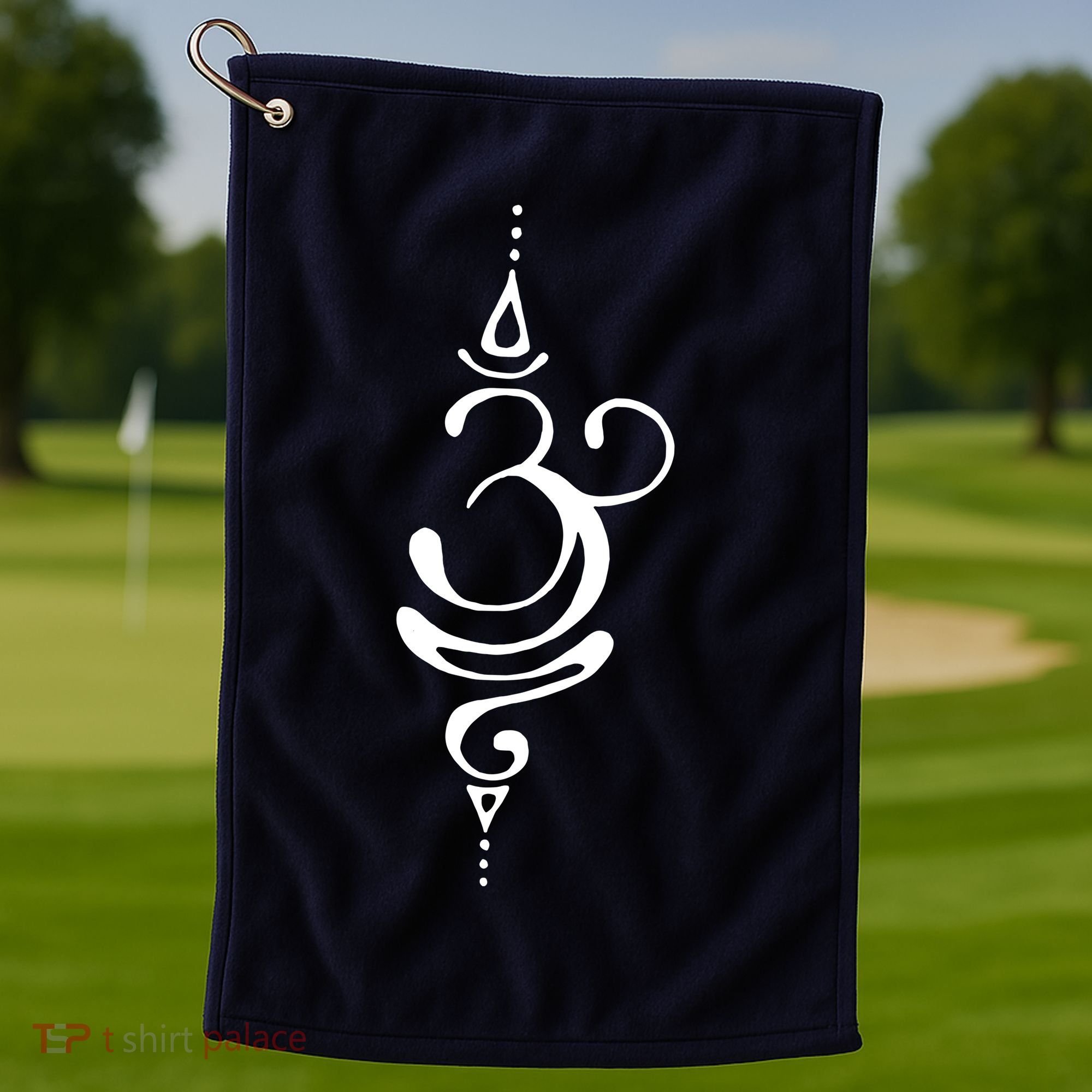 Ancient Sanskrit Breathe Om Yoga Meditation Symbol Golf Towel