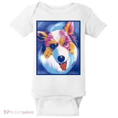 Australian Shepherd Colorful Dog Baby Bodysuit