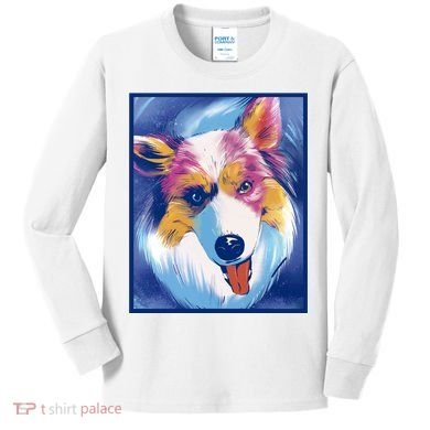 Australian Shepherd Colorful Dog Kids Long Sleeve Shirt