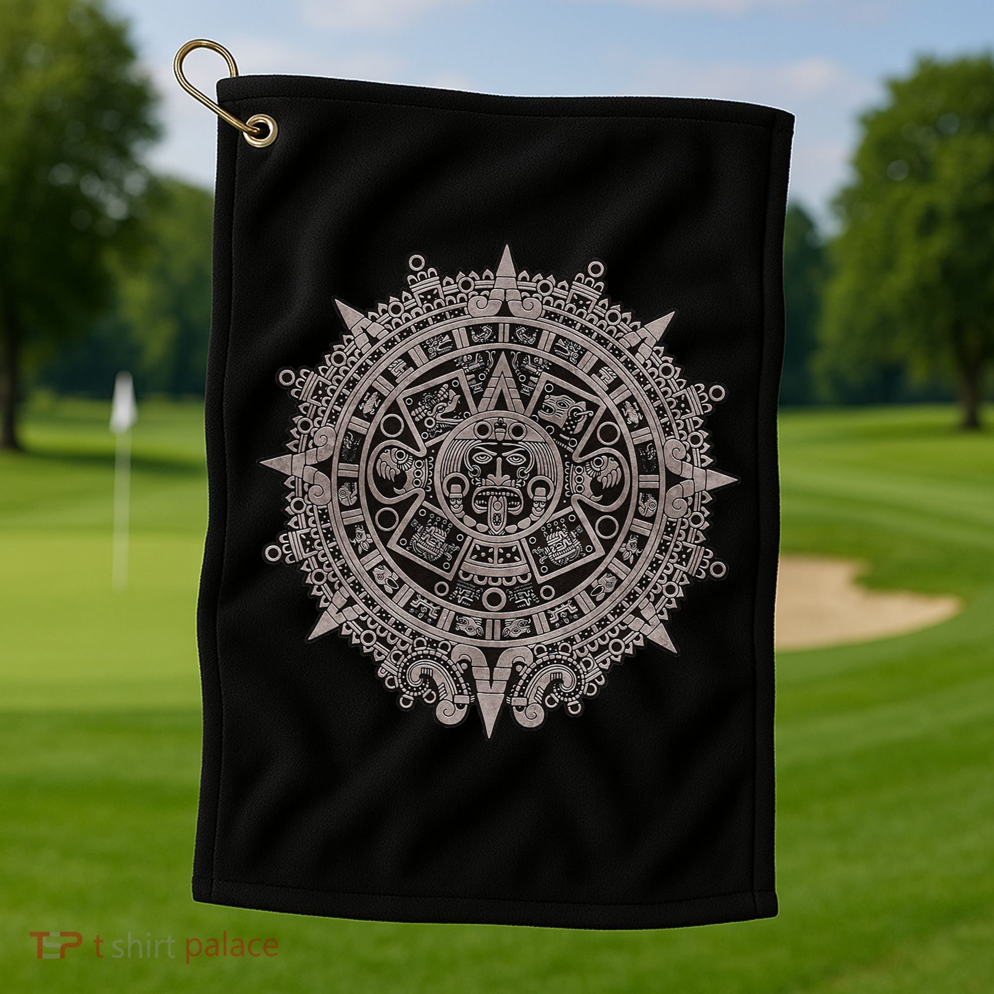 Aztec Sun Calendar Aztec Sun Stone Mayan Sun Symbol Golf Towel