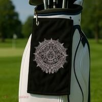 Aztec Sun Calendar Aztec Sun Stone Mayan Sun Symbol Golf Towel thumb 2