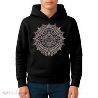 Aztec Sun Calendar Aztec Sun Stone Mayan Sun Symbol Kids Hoodie thumb 4