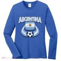 Argentina Soccer Country Flag Shield Argentinian Pride Gift Women's Long Sleeve Shirt thumb 0
