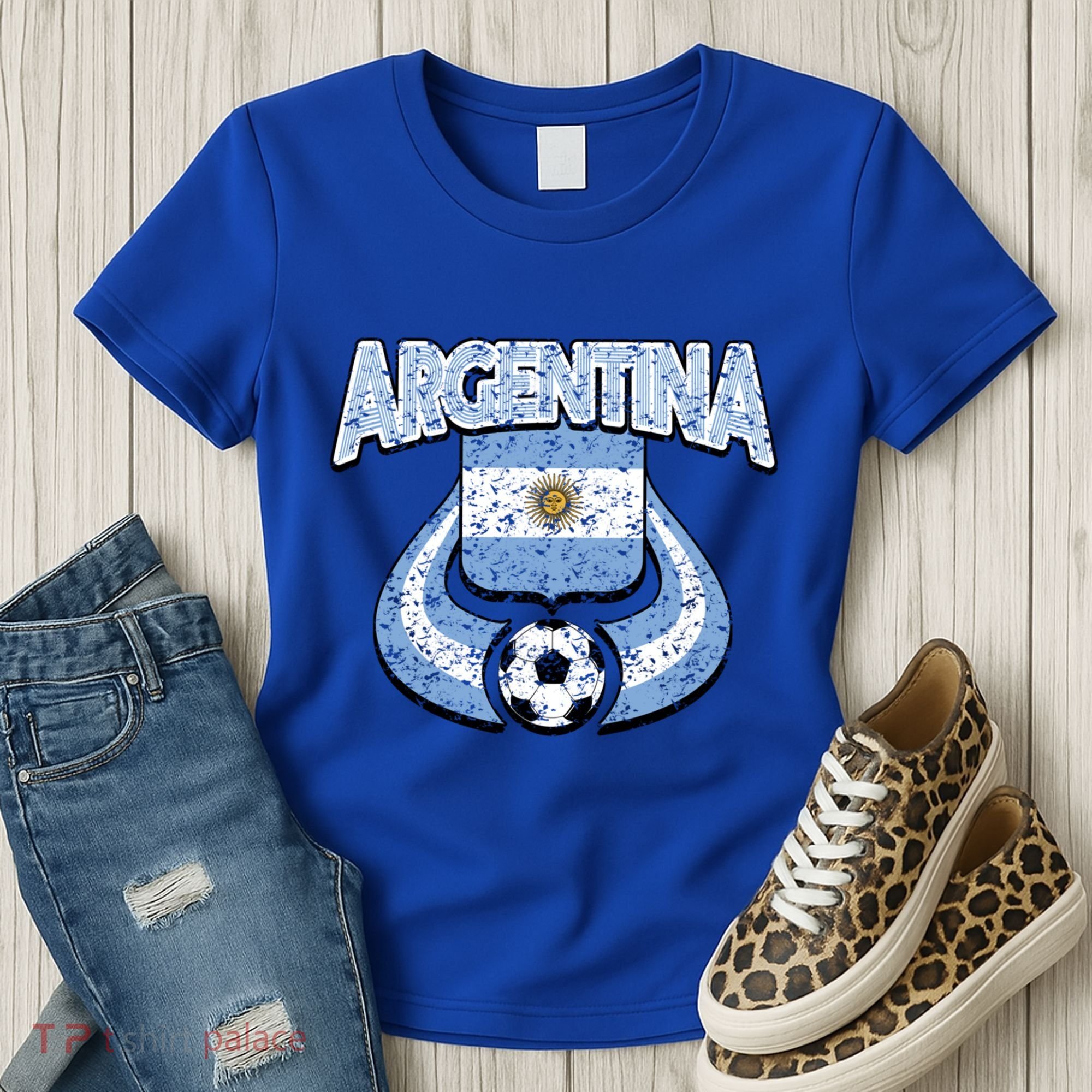 Argentina Soccer Country Flag Shield Argentinian Pride Gift Women's T-Shirt