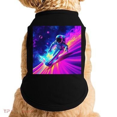 Astronaut Surfing Cosmic Rainbow Wave Graphic Design Art Doggie Tank