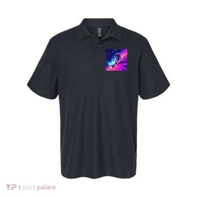 Astronaut Surfing Cosmic Rainbow Wave Graphic Design Art Polo
