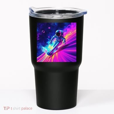 Astronaut Surfing Cosmic Rainbow Wave Graphic Design Art Tumbler