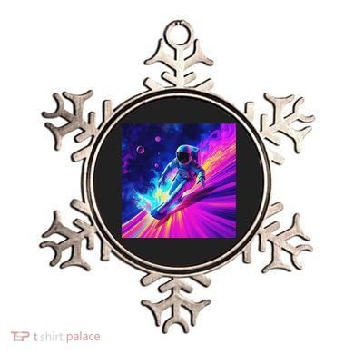 Astronaut Surfing Cosmic Rainbow Wave Graphic Design Art Ornament
