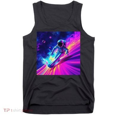 Astronaut Surfing Cosmic Rainbow Wave Graphic Design Art Tank Top
