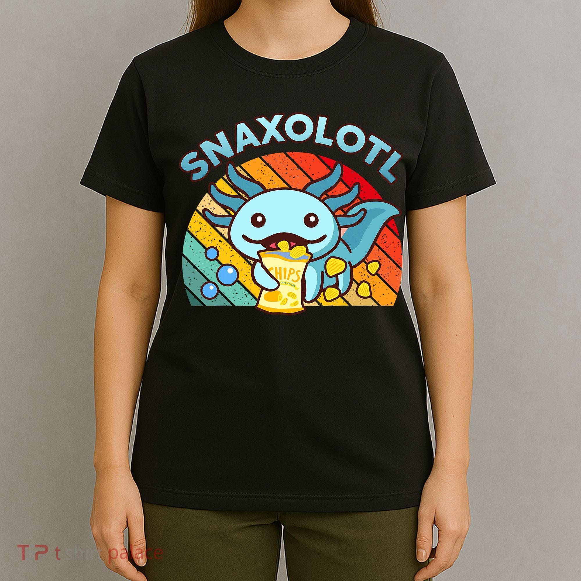 Axolotl- Snaxolotl Cute Axolotl Snacks Funny Food  T-Shirt