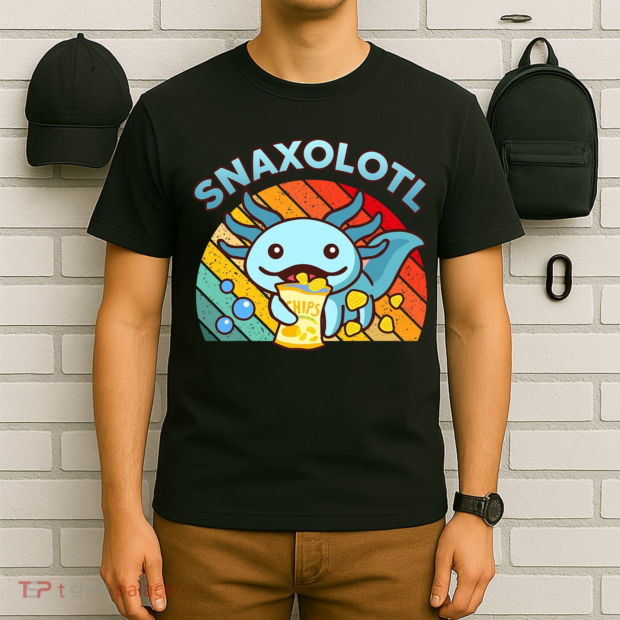 Axolotl- Snaxolotl Cute Axolotl Snacks Funny Food  T-Shirt