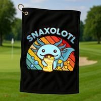 Axolotl- Snaxolotl Cute Axolotl Snacks Funny Food  Golf Towel thumb 1