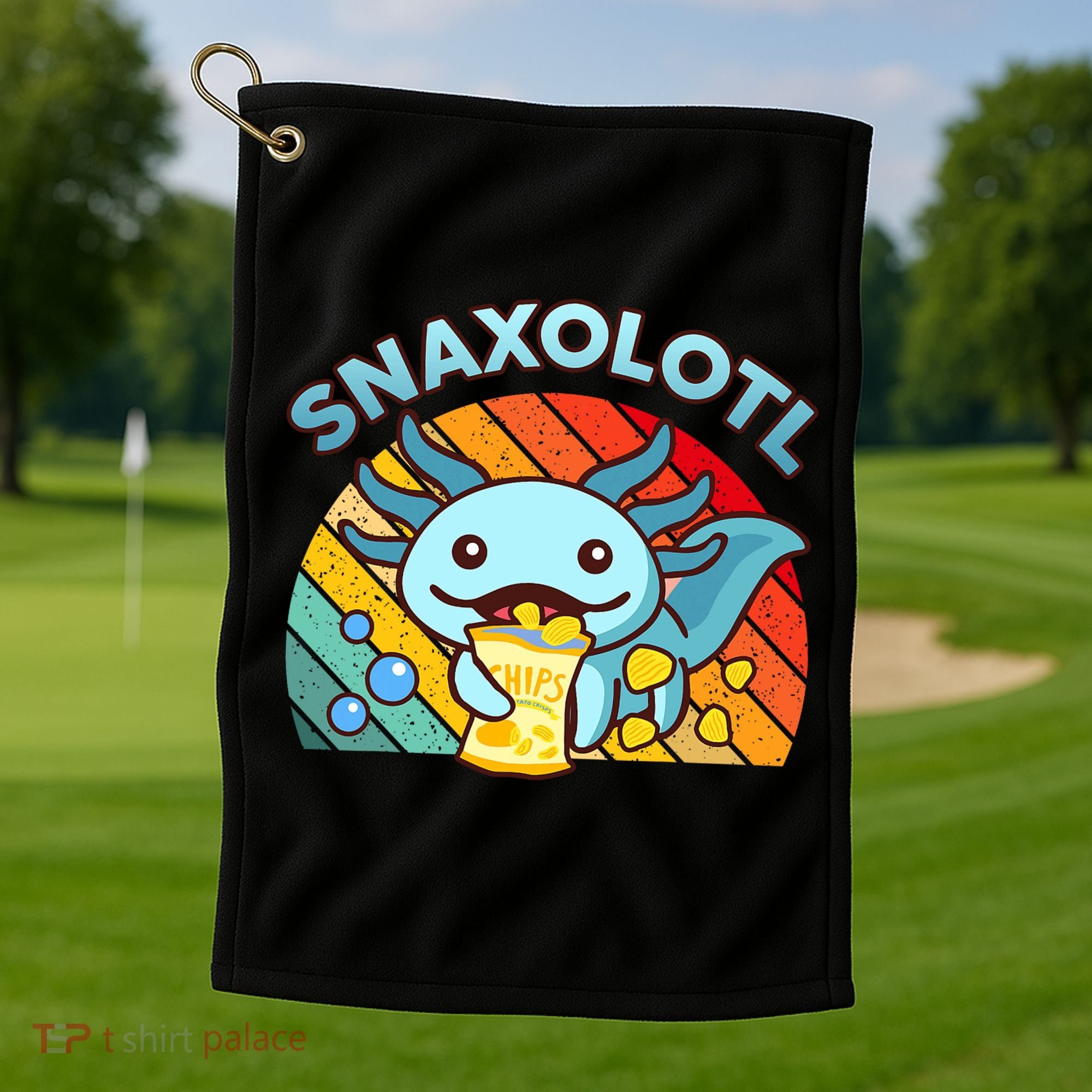 Axolotl- Snaxolotl Cute Axolotl Snacks Funny Food  Golf Towel