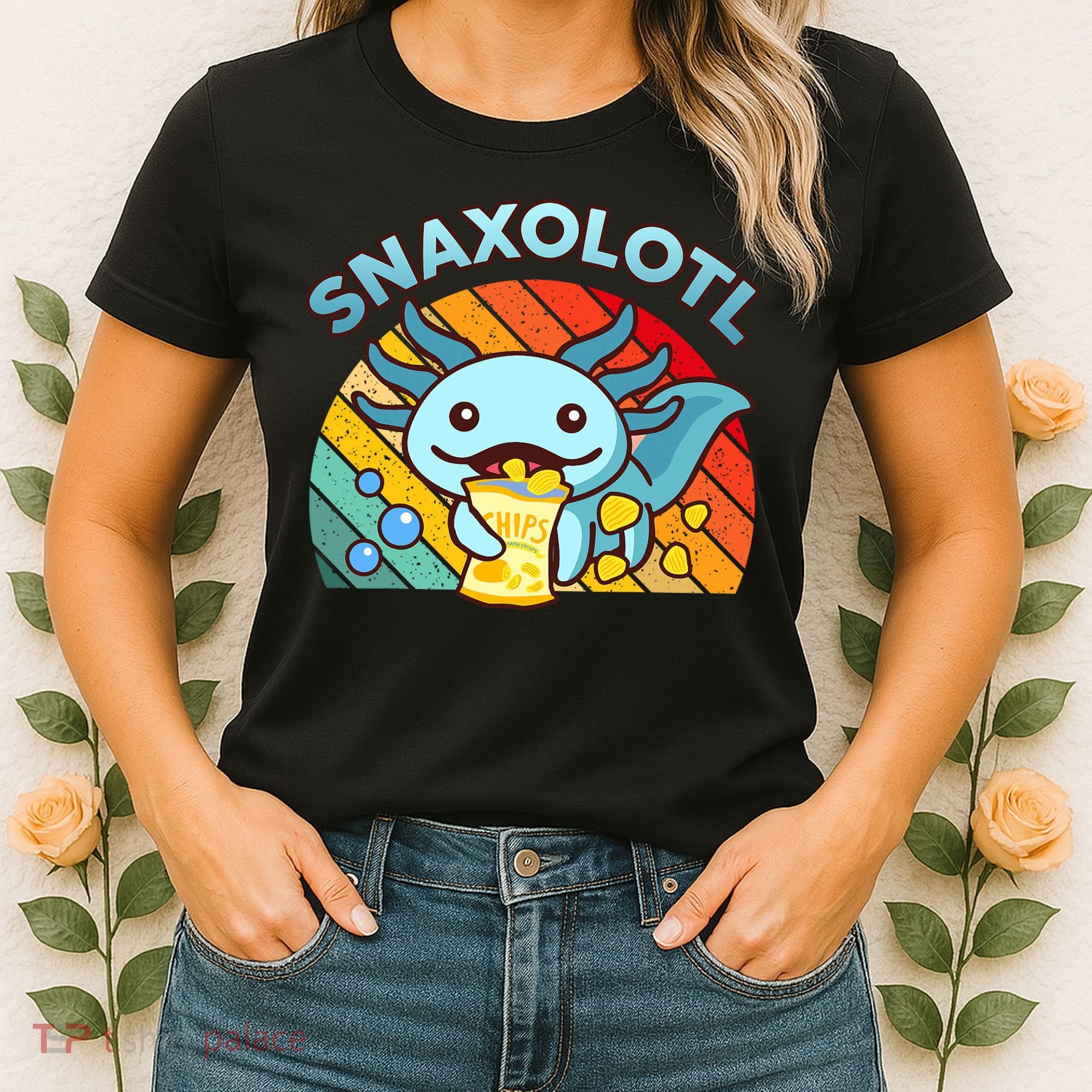 Axolotl- Snaxolotl Cute Axolotl Snacks Funny Food  Women's T-Shirt