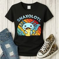 Axolotl- Snaxolotl Cute Axolotl Snacks Funny Food  Women's T-Shirt thumb 3