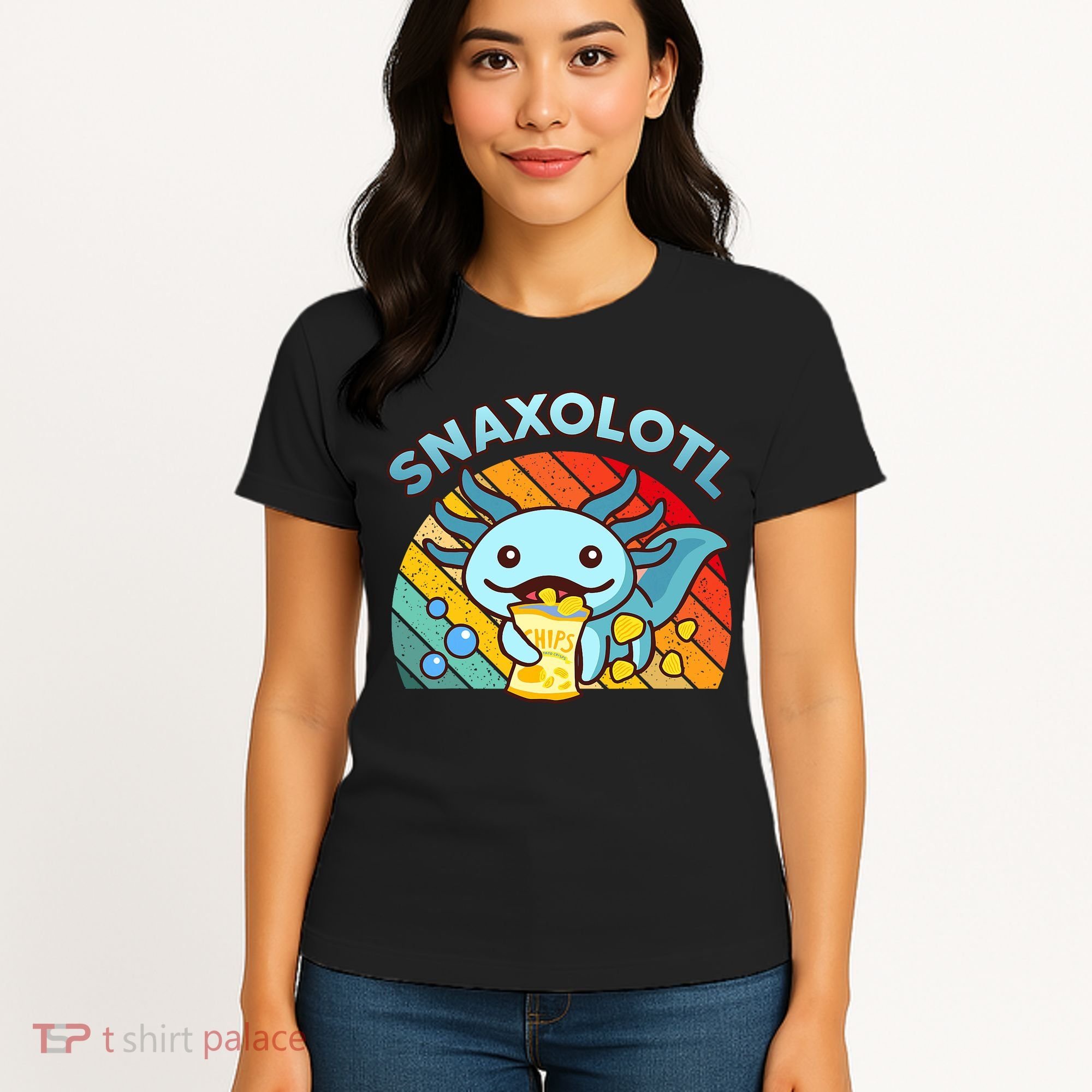 Axolotl- Snaxolotl Cute Axolotl Snacks Funny Food  Women's T-Shirt