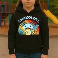 Axolotl- Snaxolotl Cute Axolotl Snacks Funny Food  Kids Hoodie thumb 3