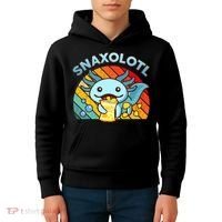Axolotl- Snaxolotl Cute Axolotl Snacks Funny Food  Kids Hoodie thumb 4
