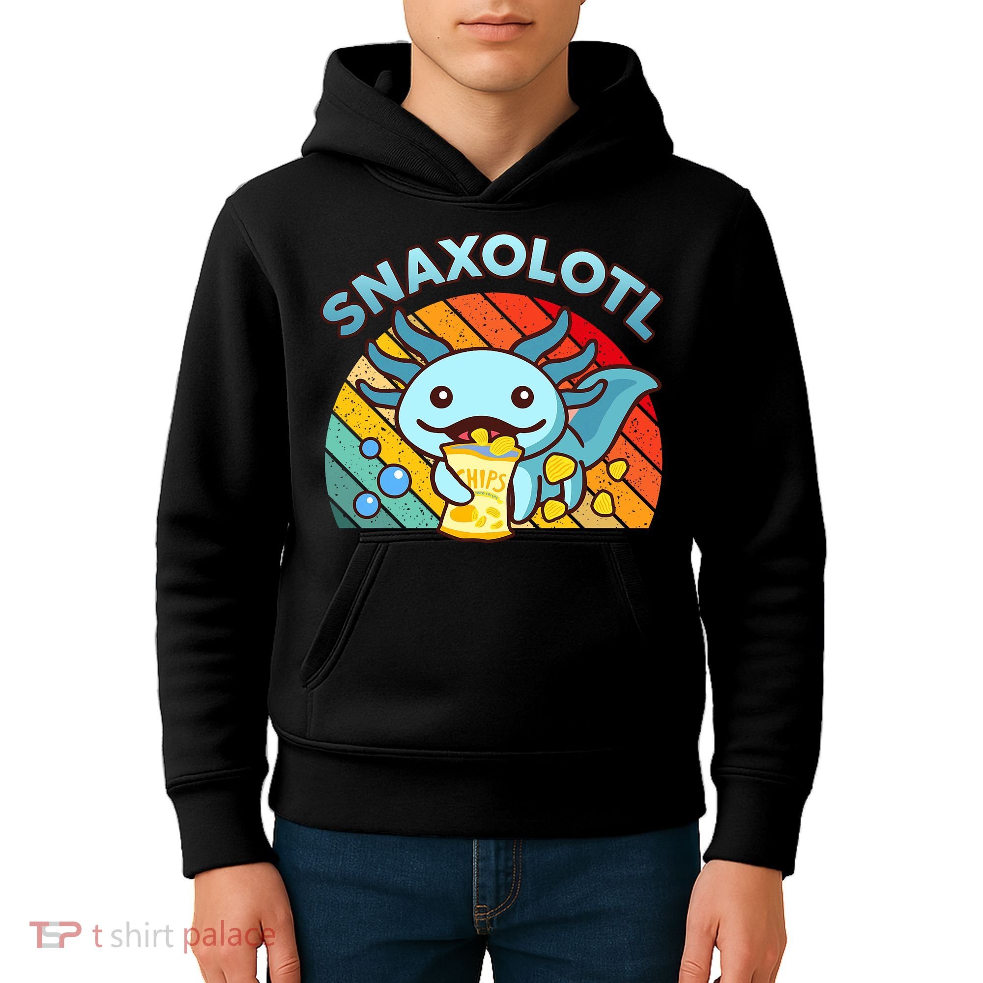 Axolotl- Snaxolotl Cute Axolotl Snacks Funny Food  Kids Hoodie