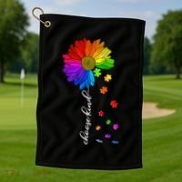 Autism Sunflower Choose Kind Golf Towel thumb 1