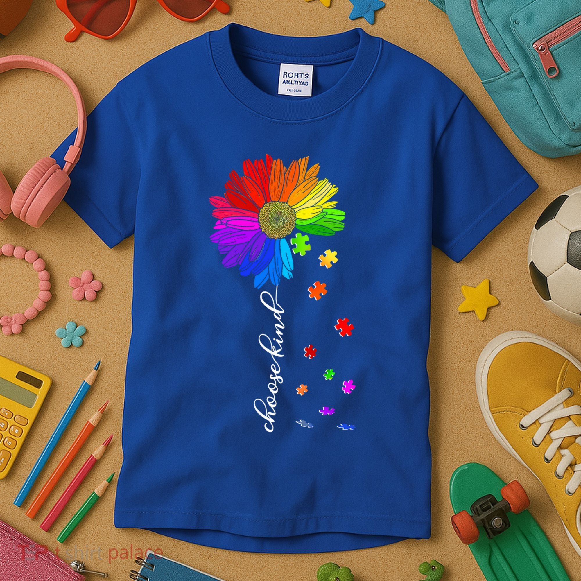 Autism Sunflower Choose Kind Kids T-Shirt